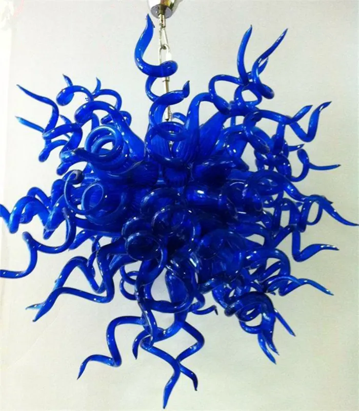 Modern Blue Pendant Lamps Custom Decorative Blown Murano Style Glass Decorative LED Hanging Lighting Chandeliers