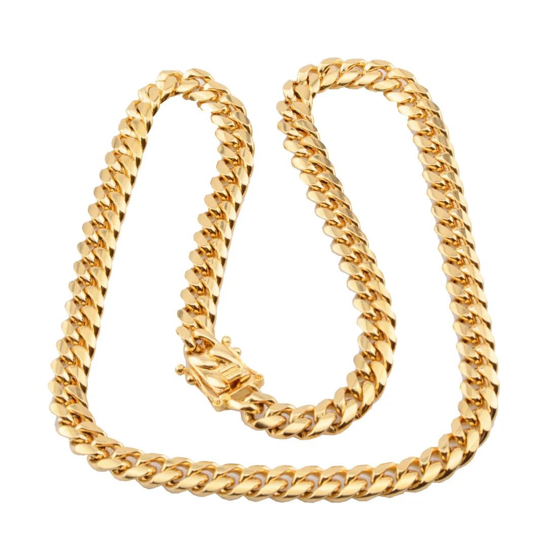 8mm/10mm/12mm/14mm/16mm  Cuban Link Chains Stainless Steel Mens 14K Gold Chains High Polished Punk Curb Necklaces