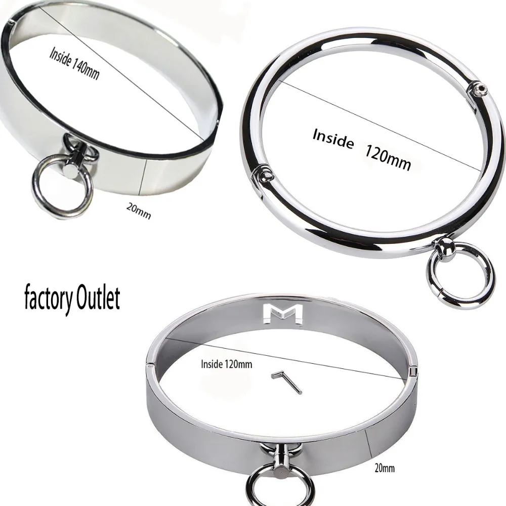 Sex Toys Female Stainless Steel Metal Neck Collar Sex Slave Role Play Necklace For Women Fetish Restraint Bondage Ring Y19052403