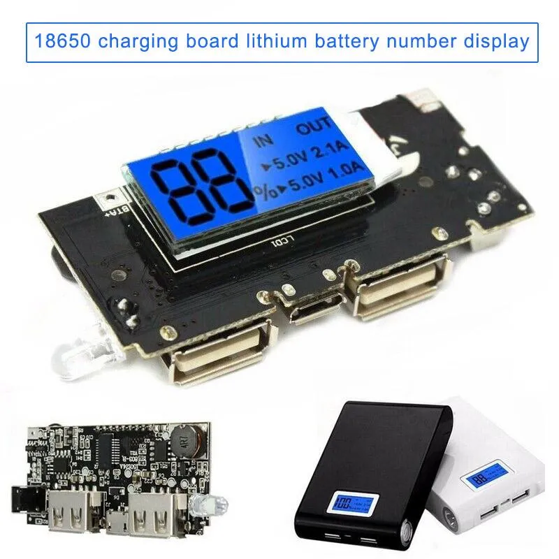 18650 Dual USB Digital Display 5V 1A / 2.1A Mobile Power Bank Módulo de cargador de batería Tablero