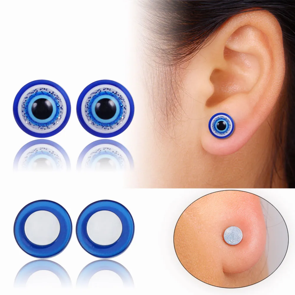 Blue Evil Eye Stainless Steel Magnetic Clip On Earrings For Men And Women 6  12MM, Hypoallergenic, No Piercing Required, Punk Turkish Evil Eye Ear Cuff  Jewelry From Commo_dpp, $0.56