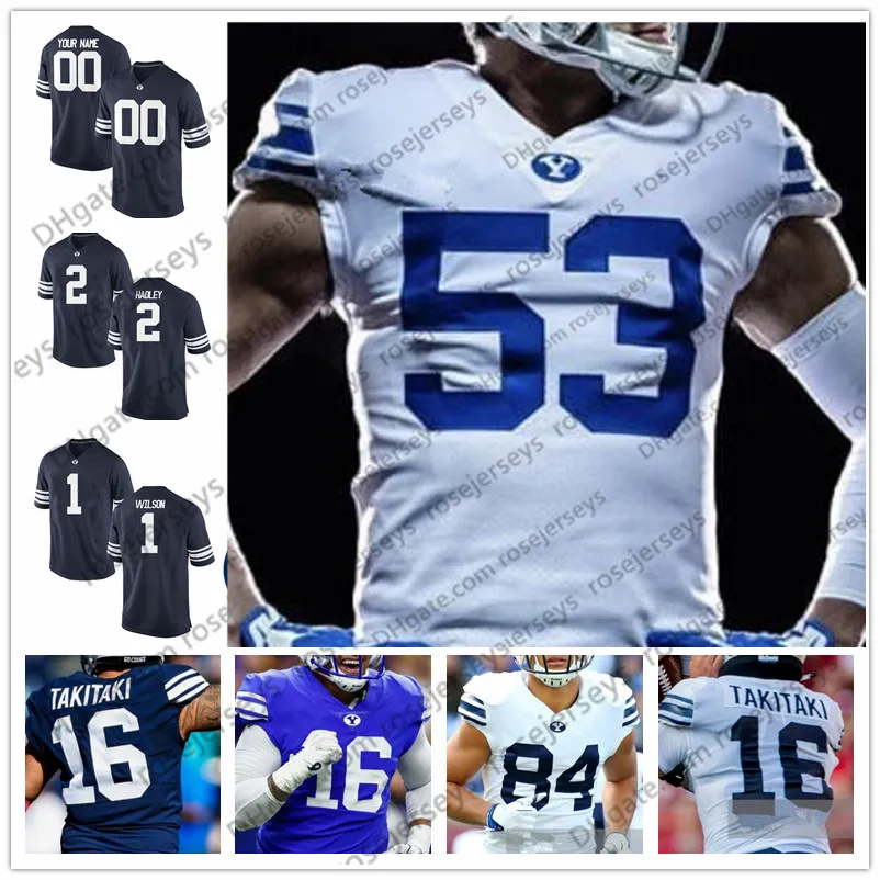 NCAA BYU Cougars #8 Steve Young 9 Jim McMahon 32 Dennis Pitta 89 Matt Bushman Retired White Blue Navy Men Youth Kid Jersey