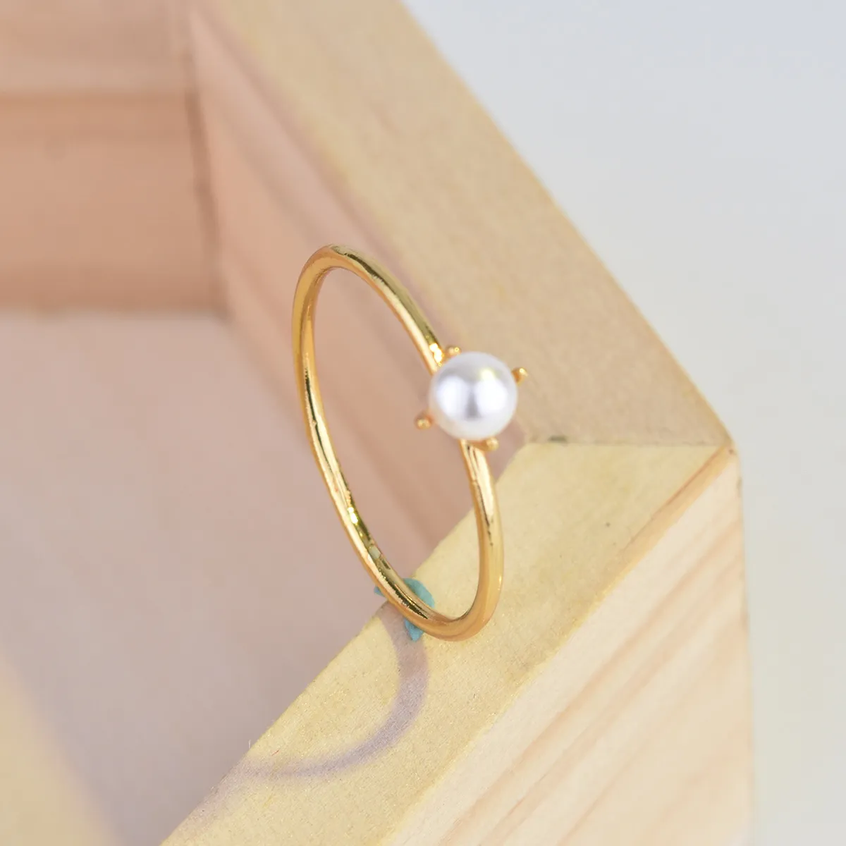 18K Perlas Anillo Princesa Anillos De Compromiso Para Las Mujeres