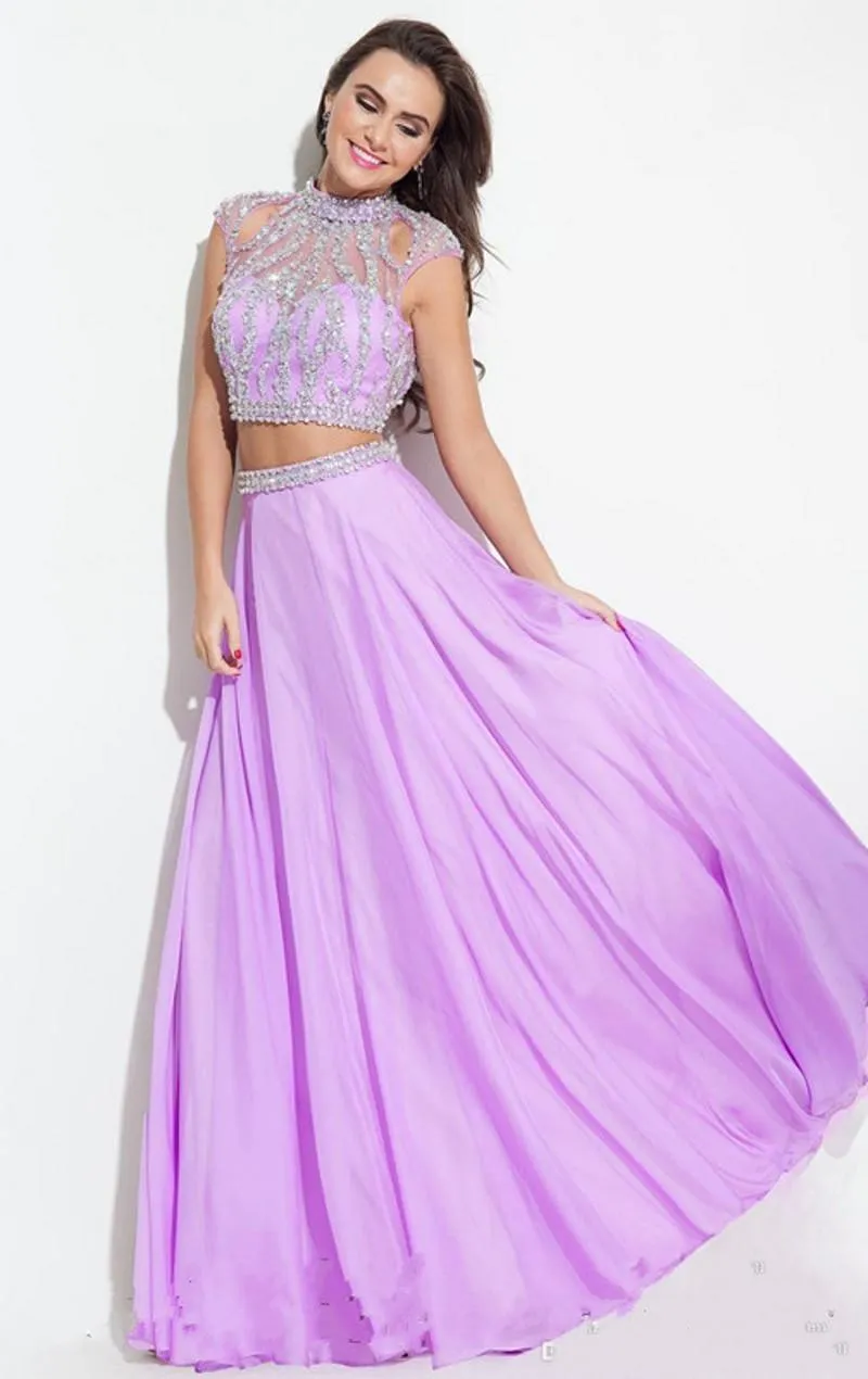 2019 Nowy Rachel Allan Dwa kawałki Prom Dresses Backless Suknie Wieczorowe Major Frezowanie Formalna Darmowa Wysyłka Party Homecoming Sukienka Rękawy