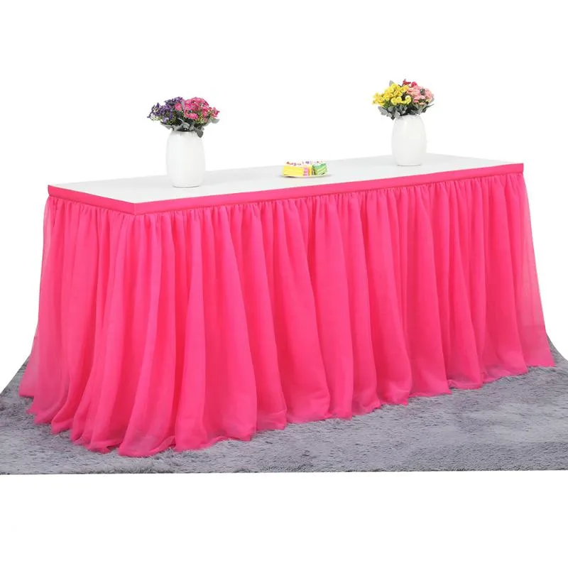 Table Skirts Cloth: Elegant Tulle Table Skirting for Parties, 183x77cm  Ruffle Table Skirt Decoration for Weddings Birthday Tablecloth Decor - Main Image