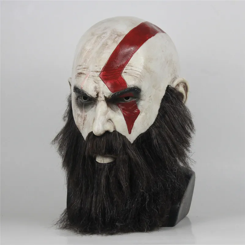 Gra God of War Mask Cosplay Kratos LaTex Mask Halloween Scary Horror Masquerade Party Decorations Party Props Dropshipping