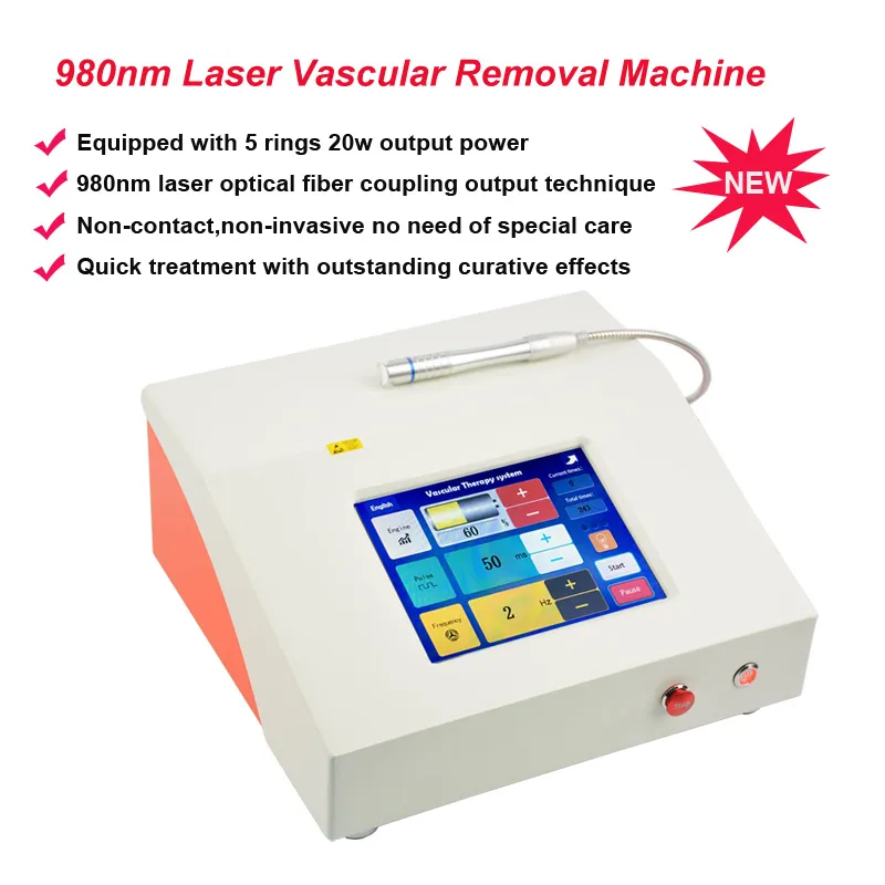 Ekran dotykowy 980NM Dioda Laserowa maszyna do usuwania naczyń do naczyń krwionośnych do usuwania wysięgników Spider Veins Usuwanie sprzętu kosmetycznego