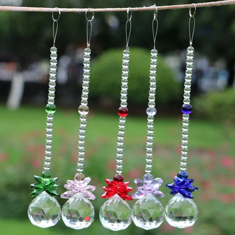 Lot de 7 pendentifs artisanaux attrape-soleil en cristal bricolage lustre à  perles colorées suspendus ornement rideau attrape-soleil avec crochet 