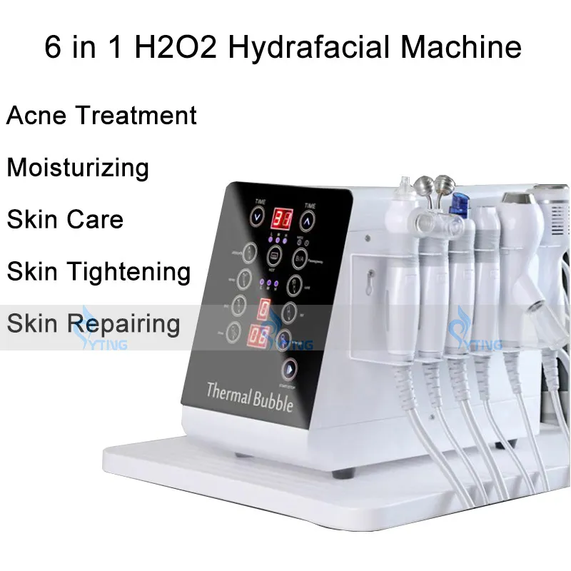 Microdermabrasin Machine Portable 6 in 1 Hydra Facial H2-O2 Dermabrasion Water Peel Aqua Peeling Cleaning Oxygen Jet Facial Beauty Device