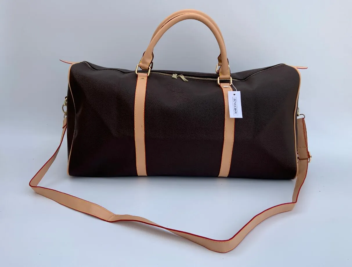 Varumärkesdesigner bagagehandväskor stor kapacitet sportväska med serienummer 54 cm nya mode män kvinnor resväska duffelväska