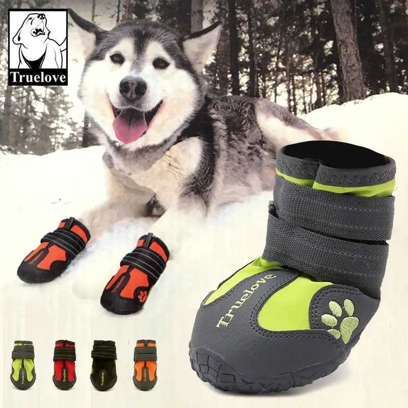 Högkvalitativ hundkläder Ny 100% Vattentät Varm Big Dog Skor Vinter Stora Pet Utomhus Långt stövlar Non-Slip för hundar 4st / set 4.9