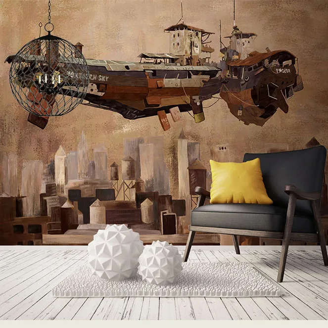 Papel tapiz de fondo con Mural 8D, papel tapiz con foto de avión abstracto, papel de pared Retro pintado a mano en 3D, decoración para sala de estar y dormitorio
