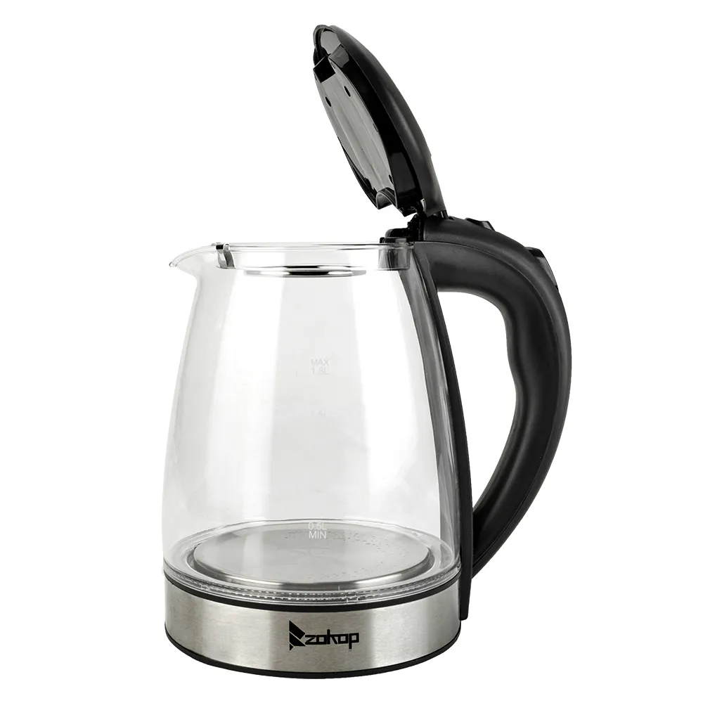 Electric Kettle Glass Water Boiler Fast Boiling Tea Kettle 1.8L Stainless LED