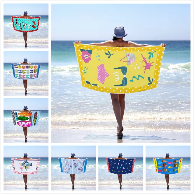 Square Beach Towel Colorful Towel Microfiber Blanket Swimming Towels Printed Adult Bath Towels Leaf Pattern Sport Bath Towel