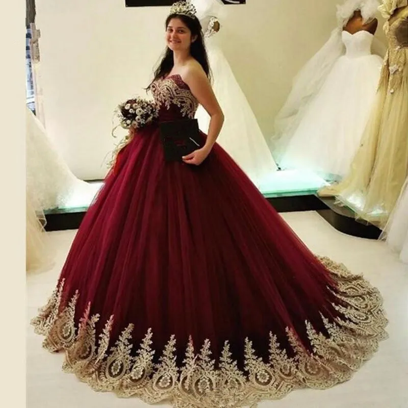 الذهب زين الدانتيل الأميرة prom فساتين quinceanera 2020 الكرة أثواب رخيصة حمالة مفتوحة الظهر بورجوندي حزب الحلو 15 الفتيات اللباس مهرجان