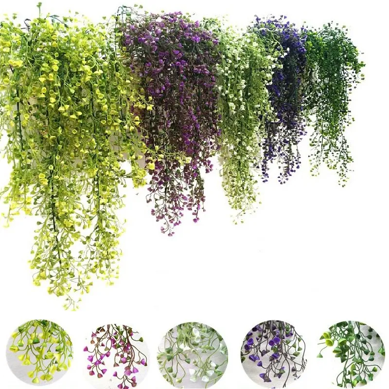 Sztuczne kwiaty winorośli bluszcz liść jedwabiu wiszące winorośli fałszywy rośliny sztuczne rośliny zielony girlanda domu wesele dekoracji
