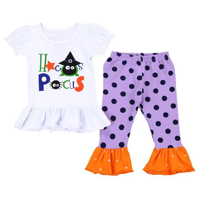 Baby Girls Pants Suit Girls Halloween Cartoon Letter Lantern Sleeve