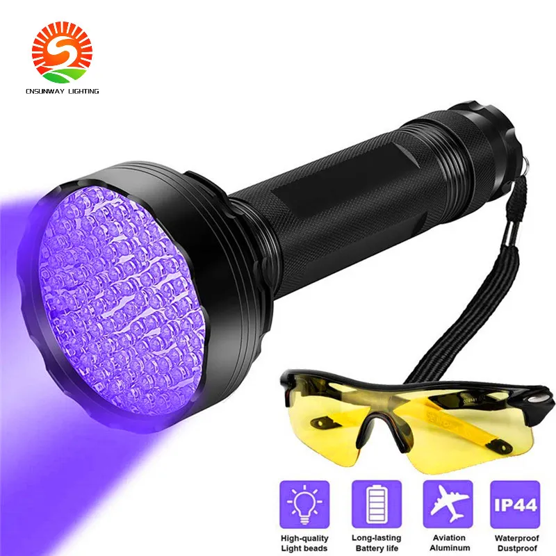 UV Black Lights Flashlight Super Bright 100 LED UV Blacklight Flashlight with Charger for Dog Cat Urine Pet Stains Bed Bugs Home Hotel