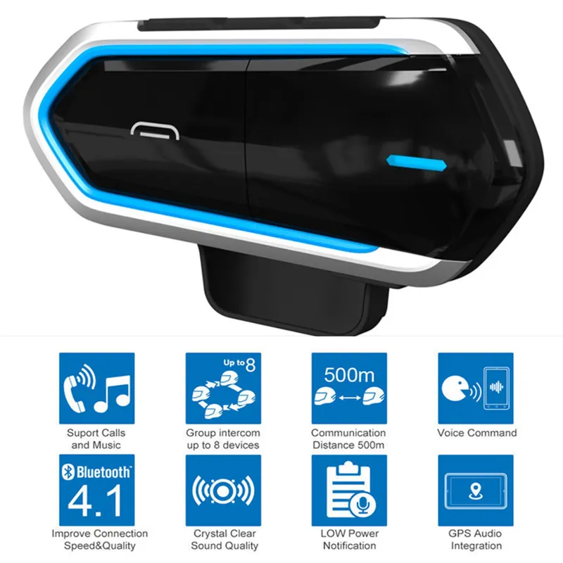 Motorcycle Helmet Wireless Bluetooth Headsets Riding Handsfree FM Radio Stereo MP3 Easy Operation Waterproof LongStand