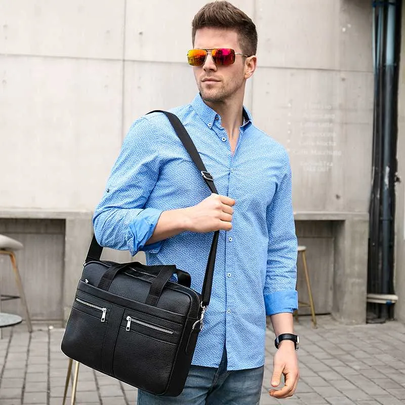 Natural cheap leather briefcase