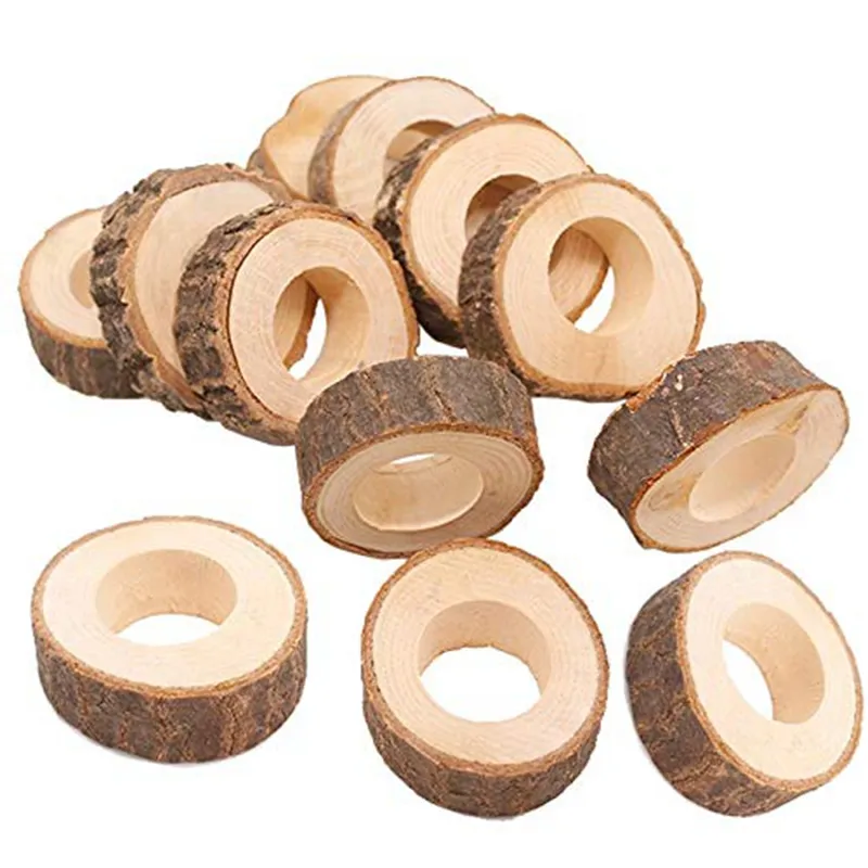 Handmade Rustic Wooden Napkin Rings Set of 30 Vintage Napkin Ring Holders for Table Decoration Thanksgiving Dinner Table Parties