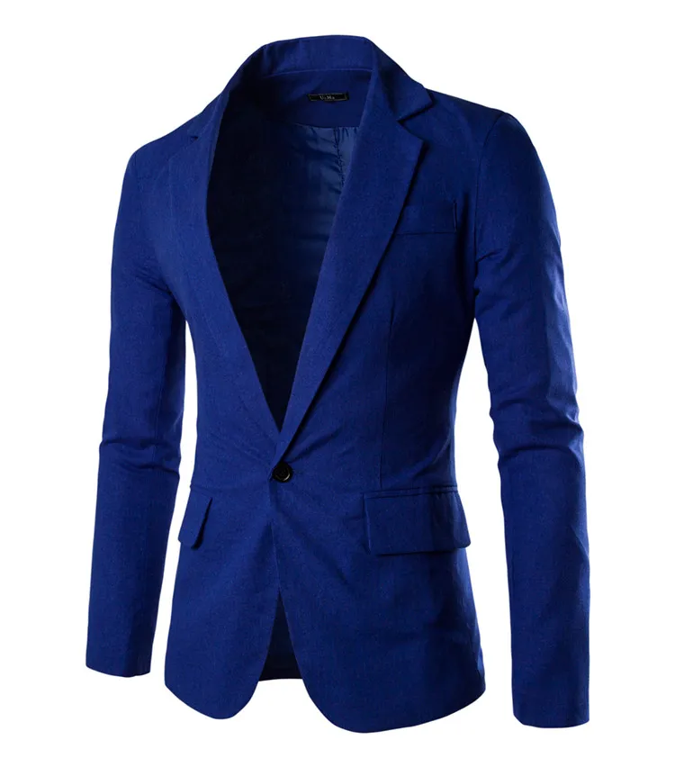 Primavera outono moda casual linho blazer masculino blazer fino ajuste manga longa único botão terno casaco masculino blazer jacket310d