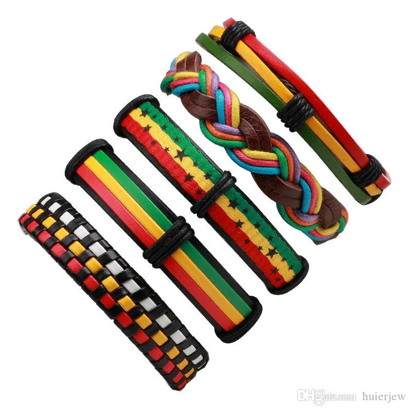 Svart läderarmband Män Multilayer Braid Wrap Armband för Kvinnor Punk Casual Men Smycken