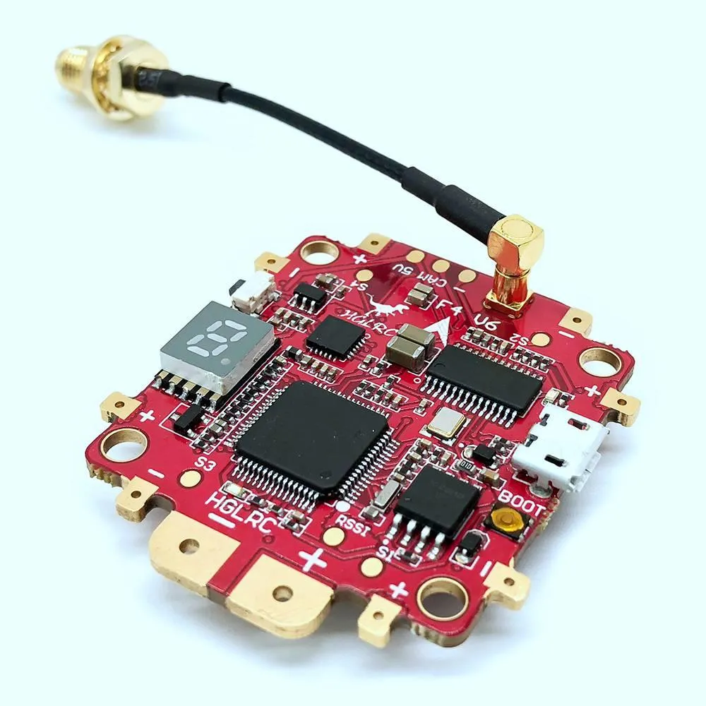 HGLRC F4 V6 PRO Flight Controller AIO OSD 5V/3A BEC PDB 5.8G 48CH VTX with Antenna Pigtail Cable - RP-SMA Female