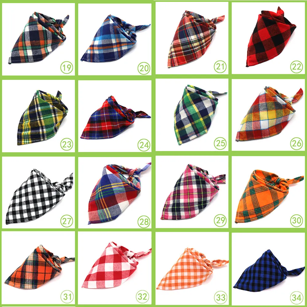 Baby Plaid Bibs Cotton Lattice Saliva Towel Baby Feeding Triangle Towel Kids Bandana Scarf Bibs Lattice Head Scarf Infant Burp Cloths M1455