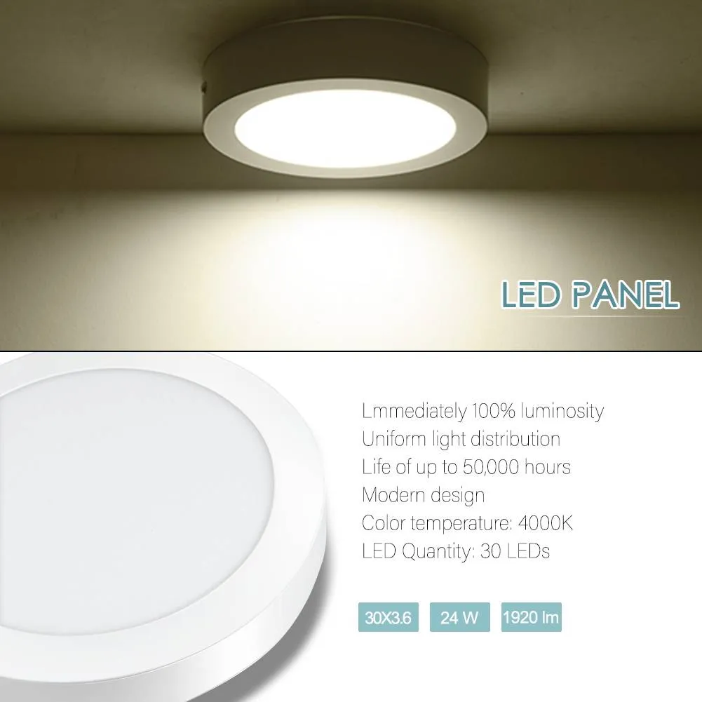 Iluminação interna de Downlights LED 24W Redonda LED Teto Luz Do DownOffice Painel Flush Mount Fixture Natural Branco