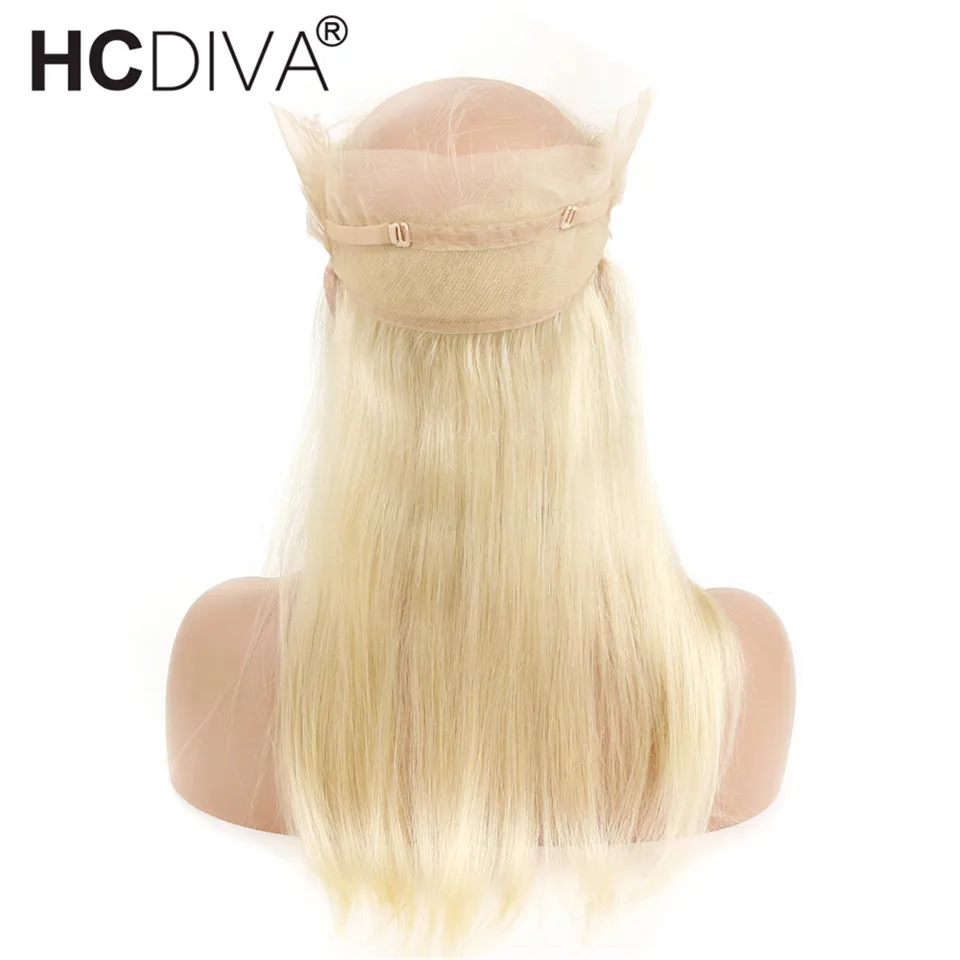 Pre-Plucked 360 레이스 정면 폐쇄 아기 머리카락 페루 레미 스트레이트 인간의 머리카락 613 금발 색 10-20 인치 투명 레이스 정면