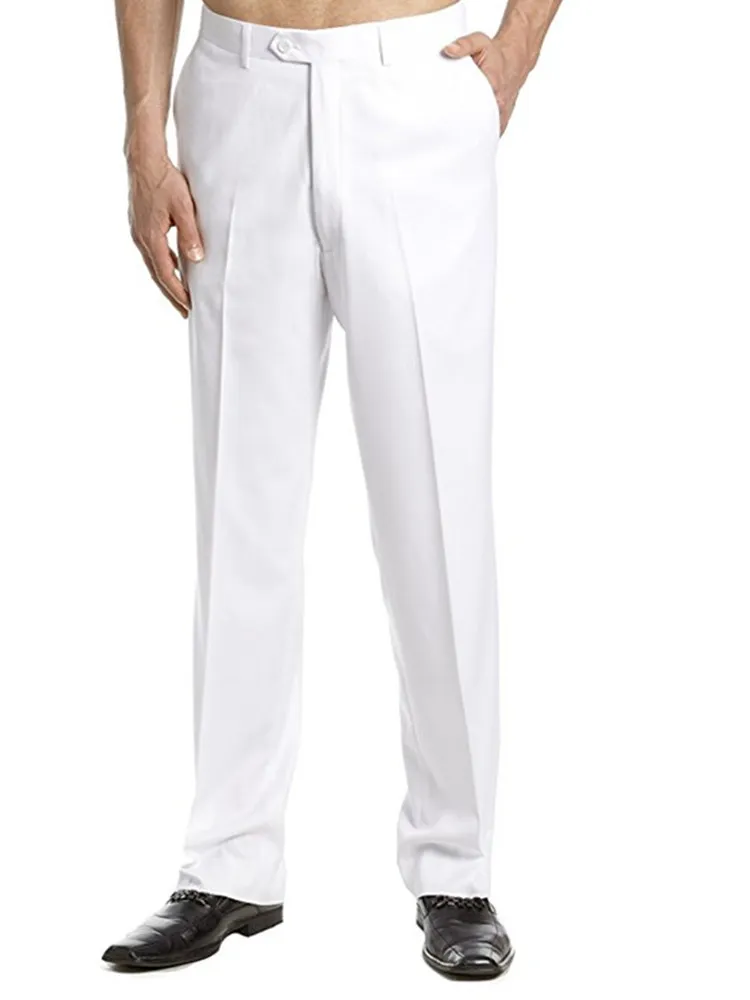 Ny ankomstanpassade Mens Dress Pants Byxor Flat Front Slacks Solid White Men Passar Pants Party Wedding Pants232y