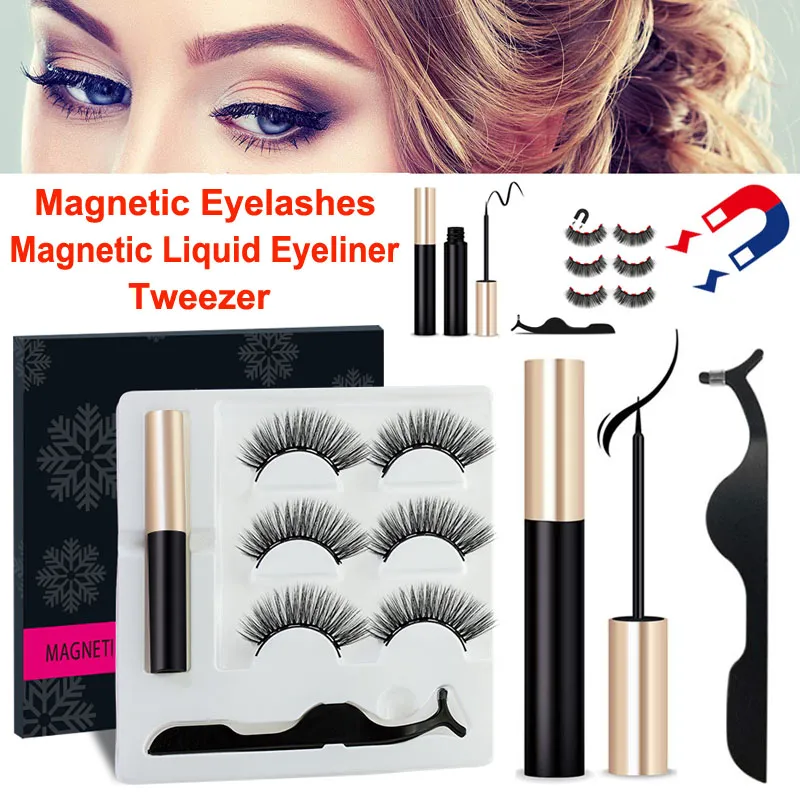 3D visone ciglia eyeliner liquido magnetico con pinzette Set 3 paia ciglia finte magnetica Extension impermeabili visone frusta il trucco Strumenti