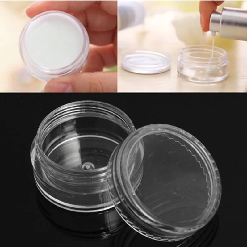 Plastique 3 ml pot cosmétique vide fard à paupières cas bouteilles de crème pour le visage conteneur de paillettes ombre à paupières vide pots à ongles outil de beauté DBC BH3647