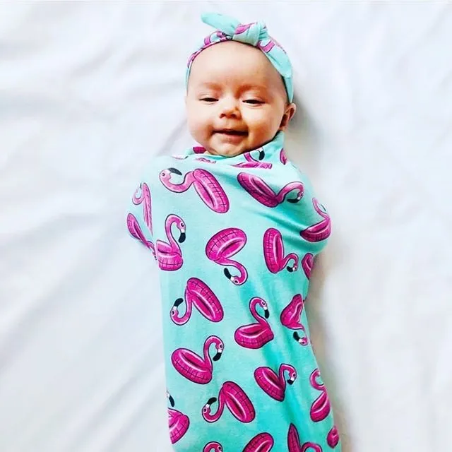 Europa bebê infantil bolsa de sono crianças flamingo desenhos animados sacos de dormir de algodão pijama boates com headband 15043