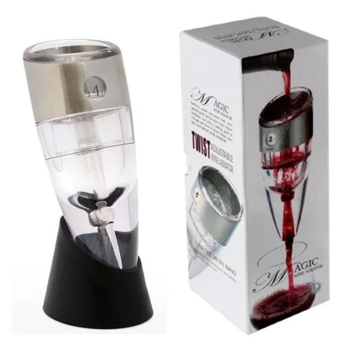 6 Speed Adjustable Wine Aerator Quick Aerating Wine Pourer Red Wine Whiskey Magic Aerator Decanter Pourer Spout with Holder Bar Tools