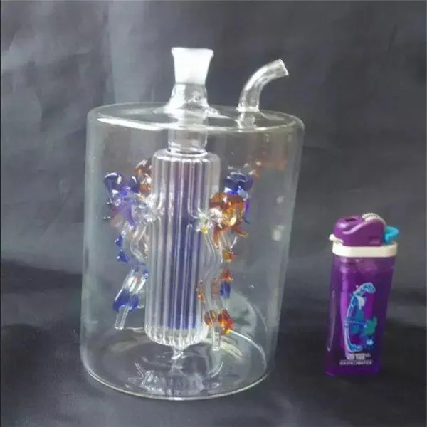 Pot de narguilé en verre de couleur quatre dragon, tuyaux en verre de brûleur à mazout uniques, conduites d'eau, plates-formes d'huile en verre pour fumer avec compte-gouttes