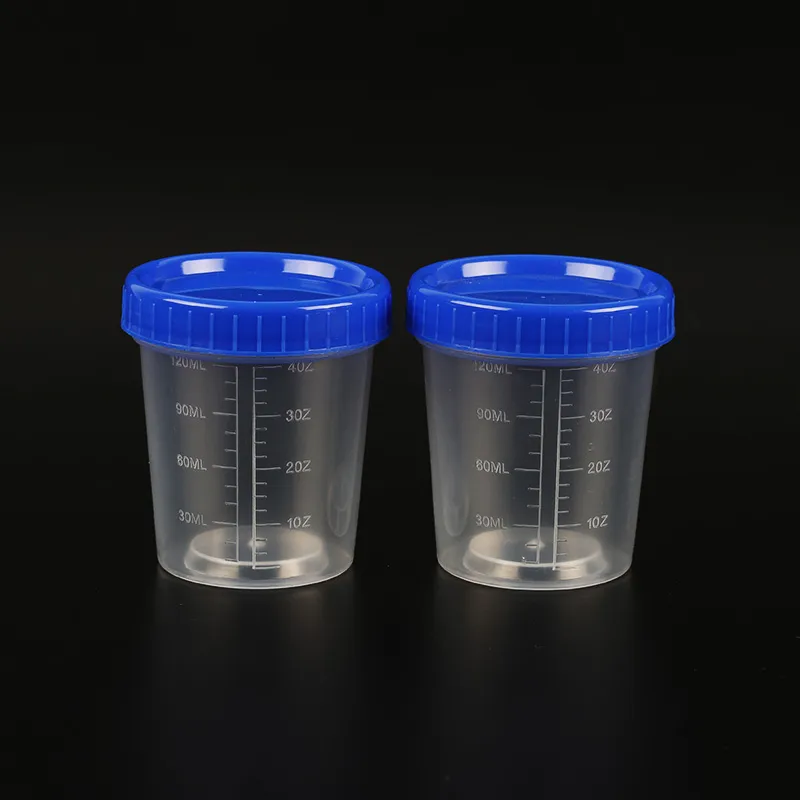 Mduoduo 120ml Plastic Specimen Sample Jar Craft Container Measuring Cup  with Lids 