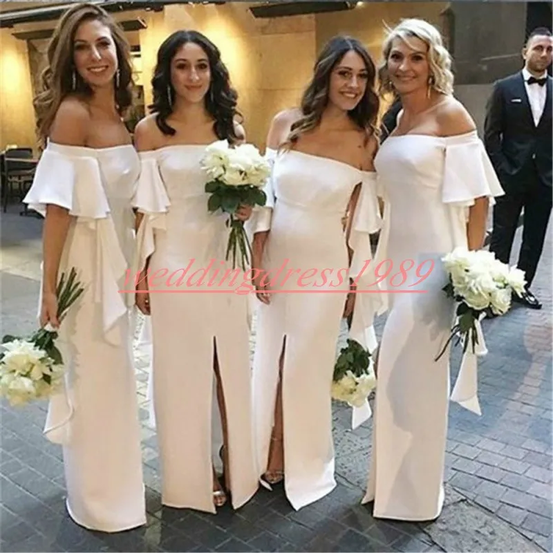 Split Sheath Bruidsmeisjes Jurken Strapless Afrikaanse Junioren Maid of Honour Jurk Plus Size Party Jurken Prom Wedding Guest Wear Avond Formal