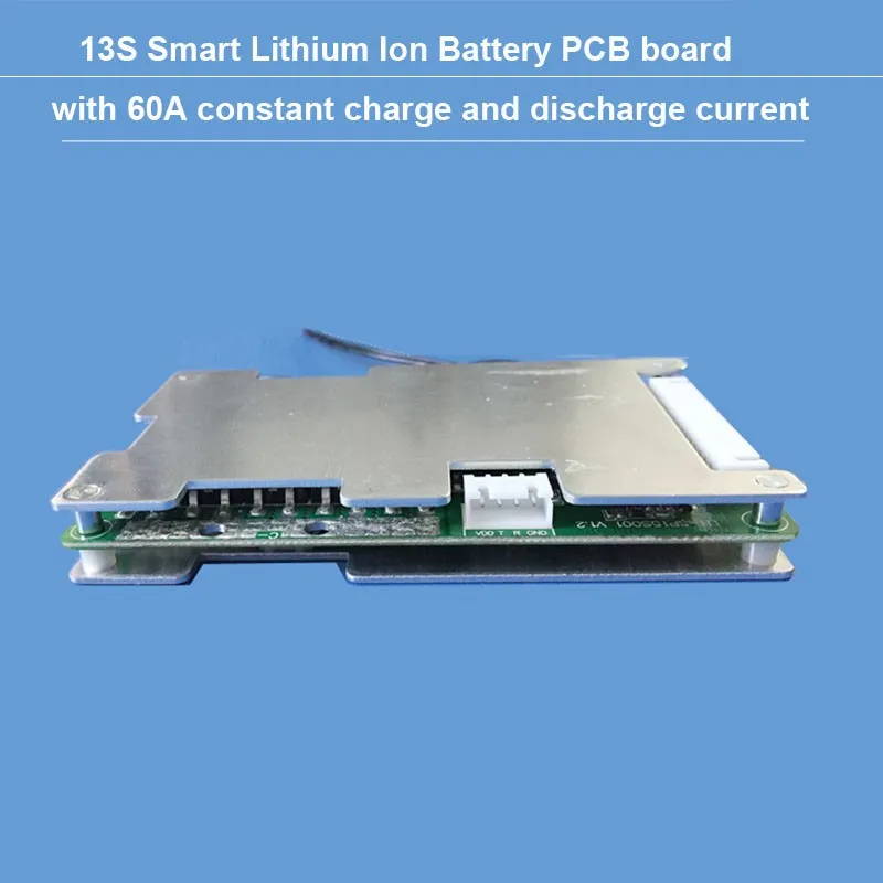 Freeshipping 48 V ou 54.6 V 13 S bateria iônica ion BMS com 60A carga constante e função de equilíbrio de corrente de descarga PCB UART