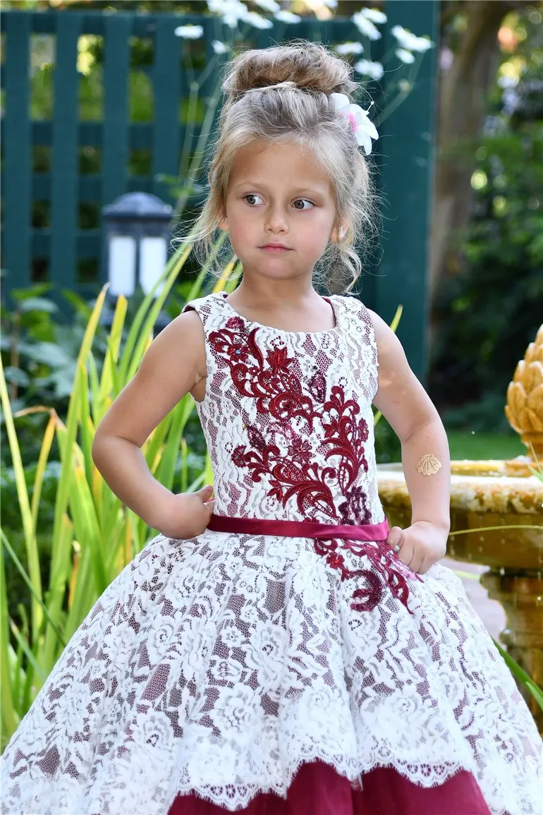 Princesse Premi re Sainte Communion Robes Dentelle Blanche Brod e