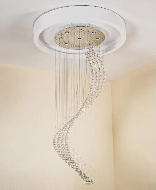 Moderne Spiraal K9 Crystal Kroonluchter Verlichtingsstafel Duplex Hanglamp Voor Eetkamer Woonkamer Slaapkamer 110-240V