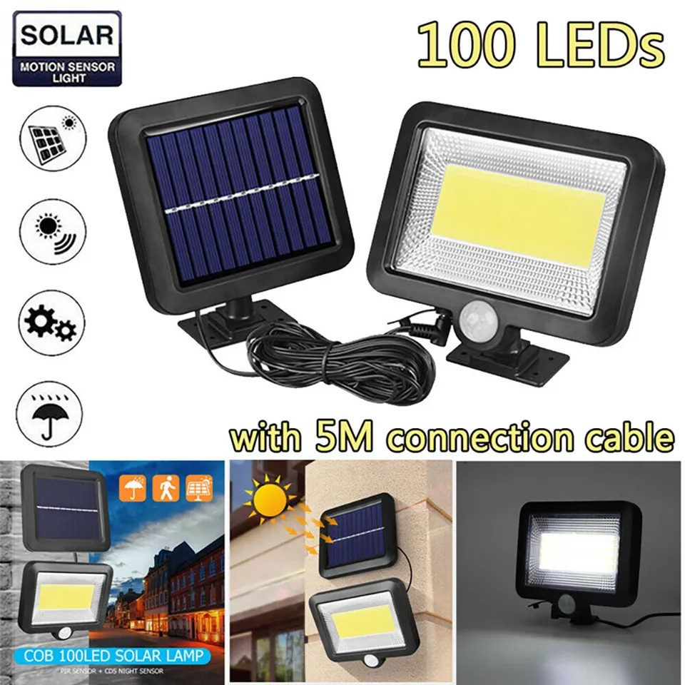 100LED Solar Power Street Spotlight PIR Motion Sensor Outdoor Garden Light Security Night Wall Split Solar Light Flood Lamp