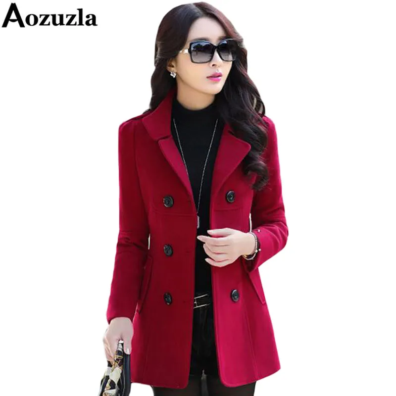 Kobiety Blazers i Kurtki 2019 Modne Plus Rozmiar M-3XL Podwójny przycisk Blacked Blazers Wool Coat Winter Blaser Femenino Y466