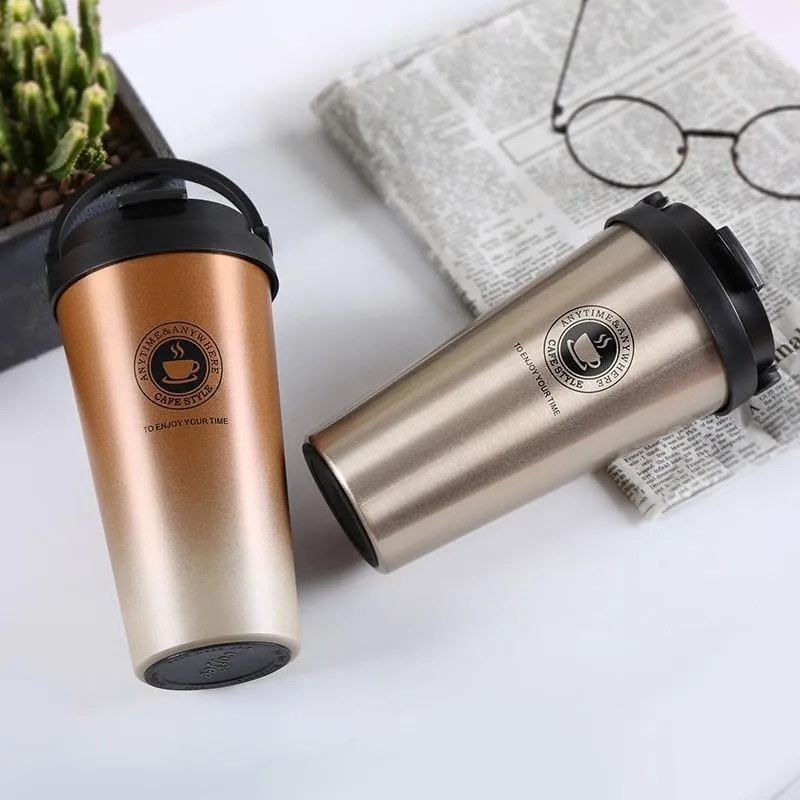Double Wall Stainless Steel Vacuum Thermo Flask 500ml Metal Travel Mug ...