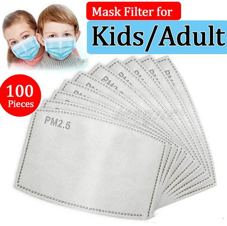 PM2.5 Filter för masker Anti Haze Maskmask Ersättbar filter-Skiva 5 lager Non-woven Aktiverad Kol Filter Ansiktsmasker Packning FY9039