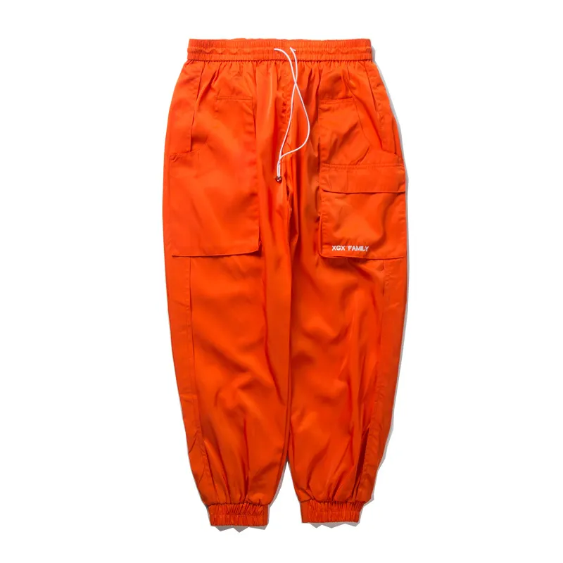 FAVOCENT 2020 automne hommes poches latérales pantalon Harem Cargo Hip Hop décontracté hommes Joggers mode Streetwear noir Orange pantalon