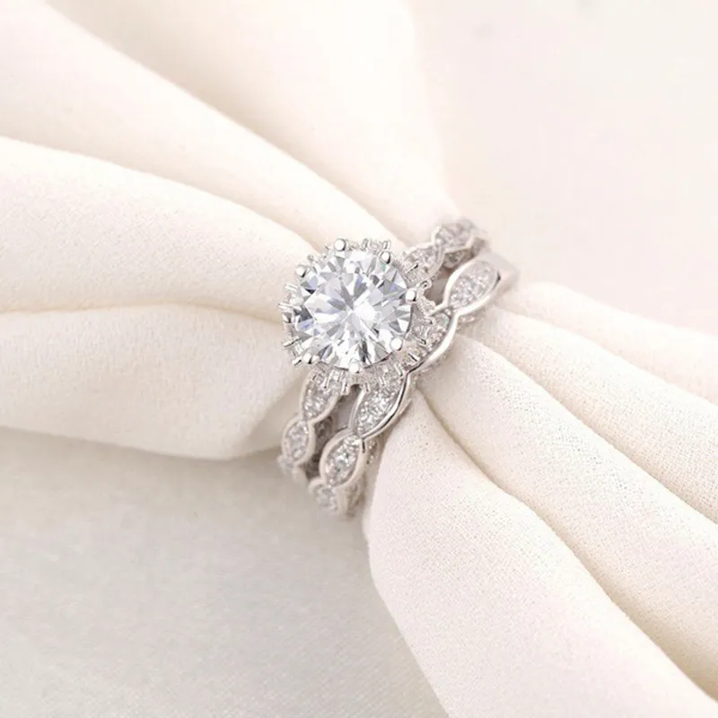 Bague de mariage en gros-ensemble pour femmes 3ct diamant simulé Cz 925 Sterling bague de fête féminine