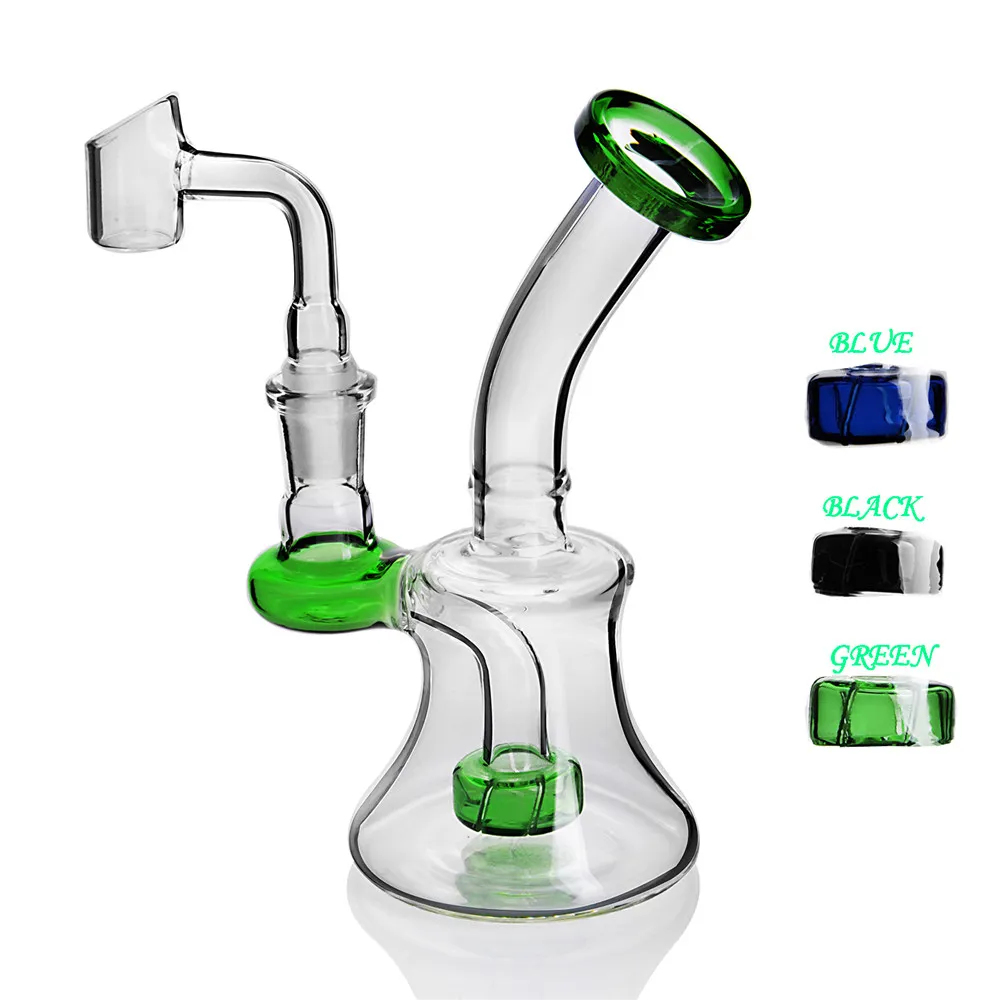 Bong Narghilè Mini Dab Rig Pipa ad acqua Vetro 14mm Joint Banger Tubi Bubbler per fumare Recycler Dabs Accessorio