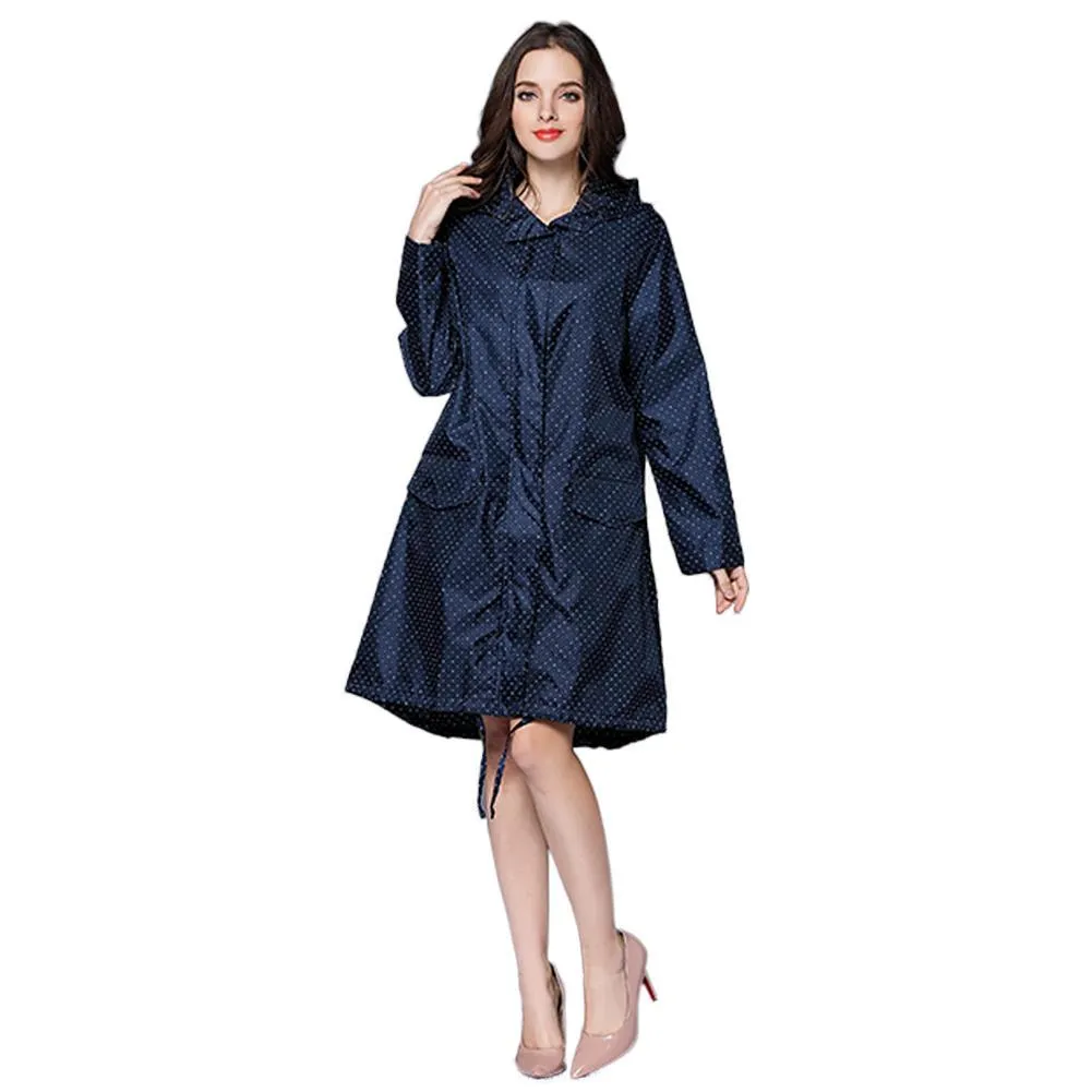 Long Raincoat Women Waterproof Windproof Hood Ladies Thin Rain